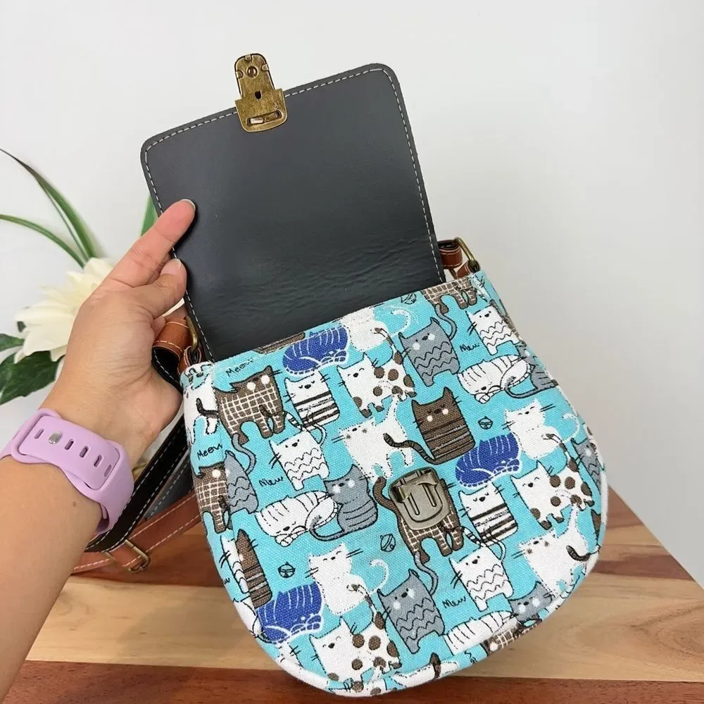 New Small Crossbody bag with cat‎ prints